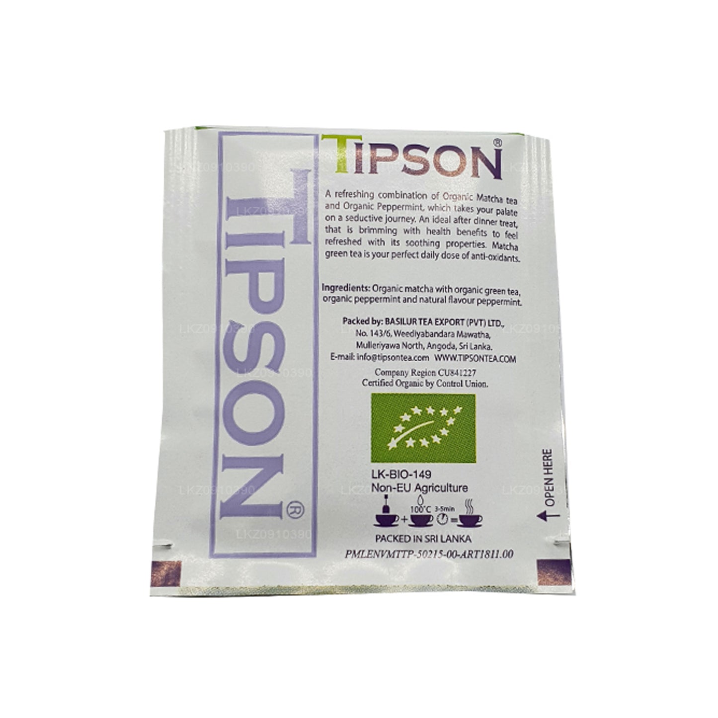 Matcha et menthe biologiques Tipson Tea (37,5 g)