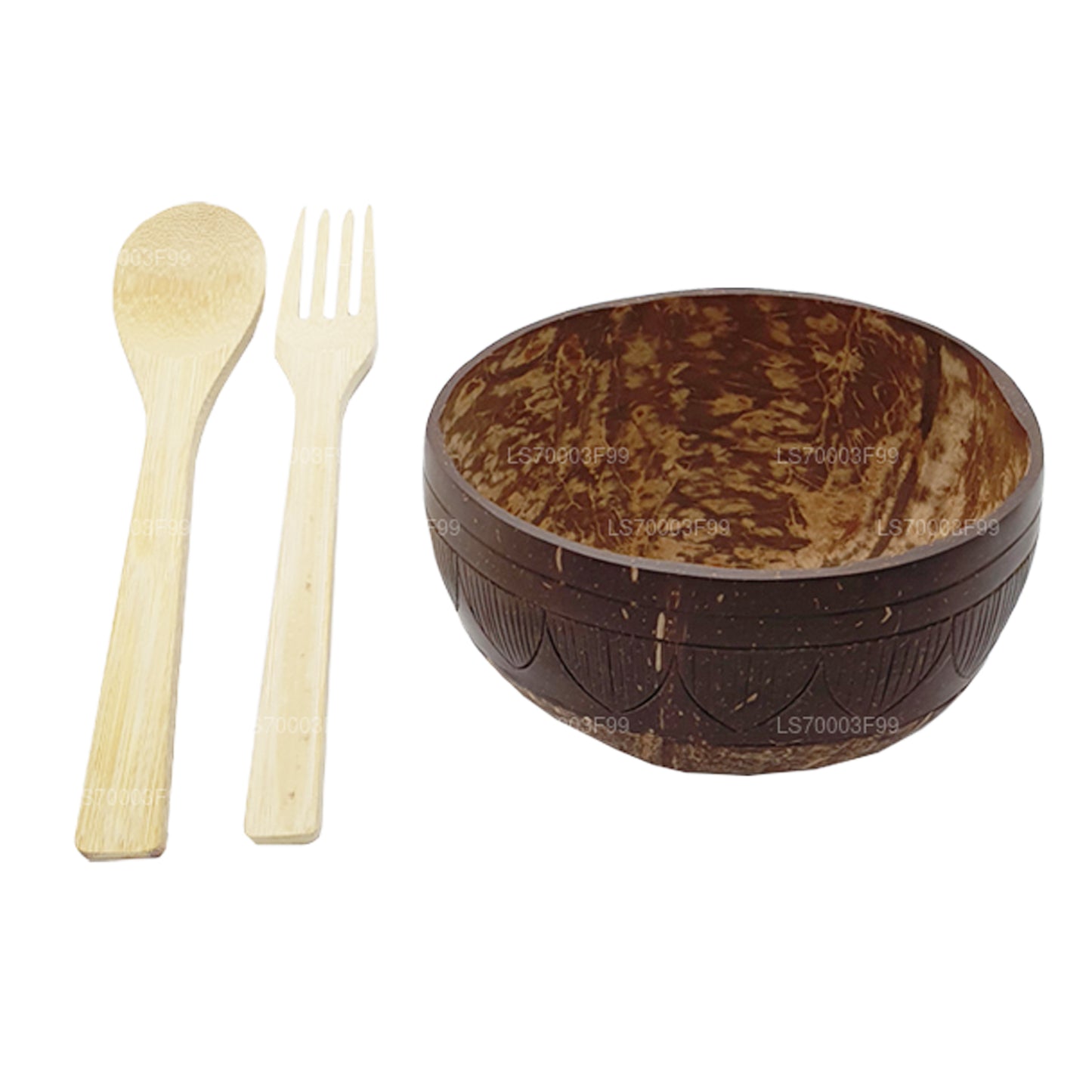 Bol à smoothie à la noix de coco avec cuillère et fourchette