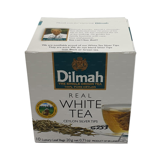 Dilmah Real White Tea Ceylan Silver Tips (20 g) 10 sachets de thé