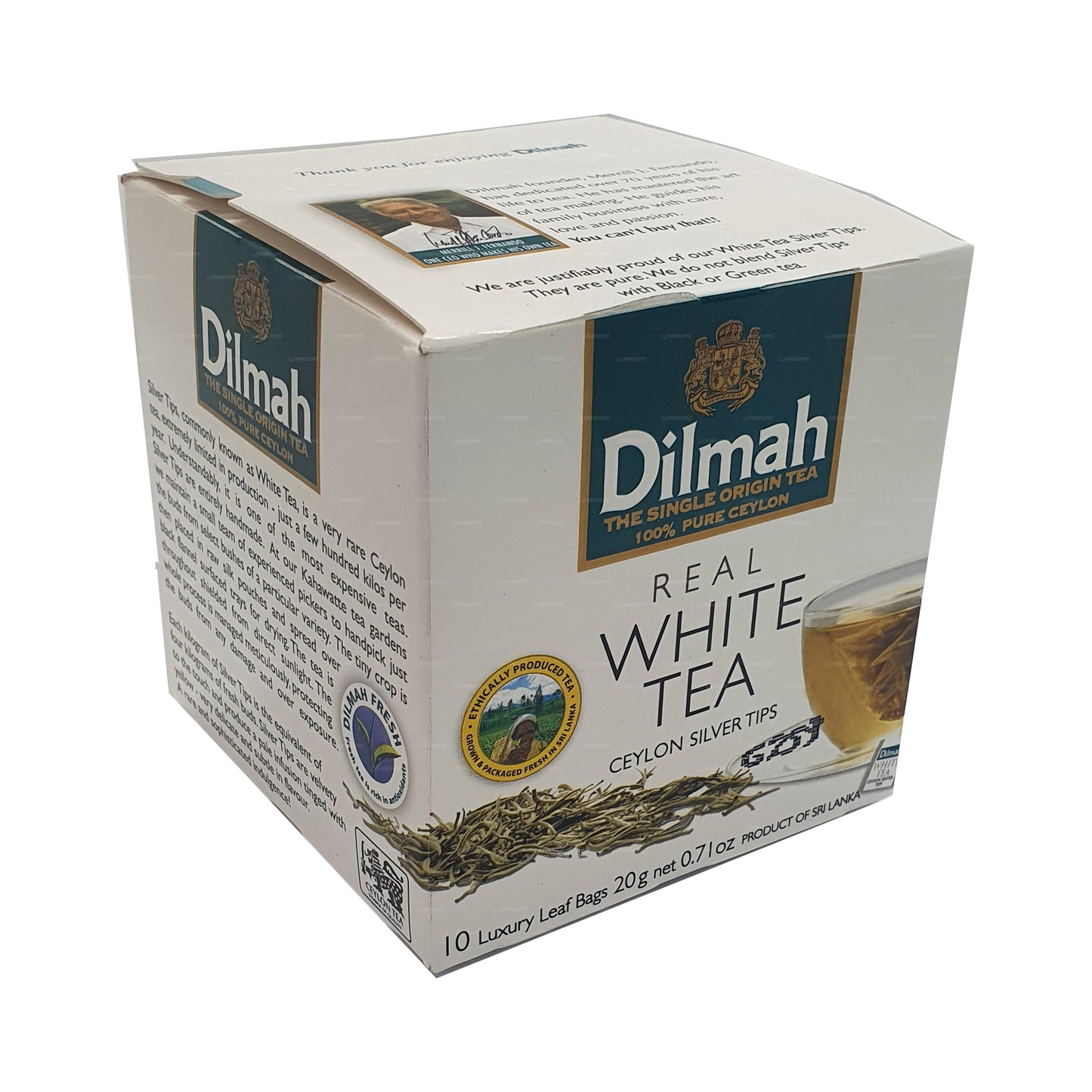 Dilmah Real White Tea Ceylan Silver Tips (20 g) 10 sachets de thé