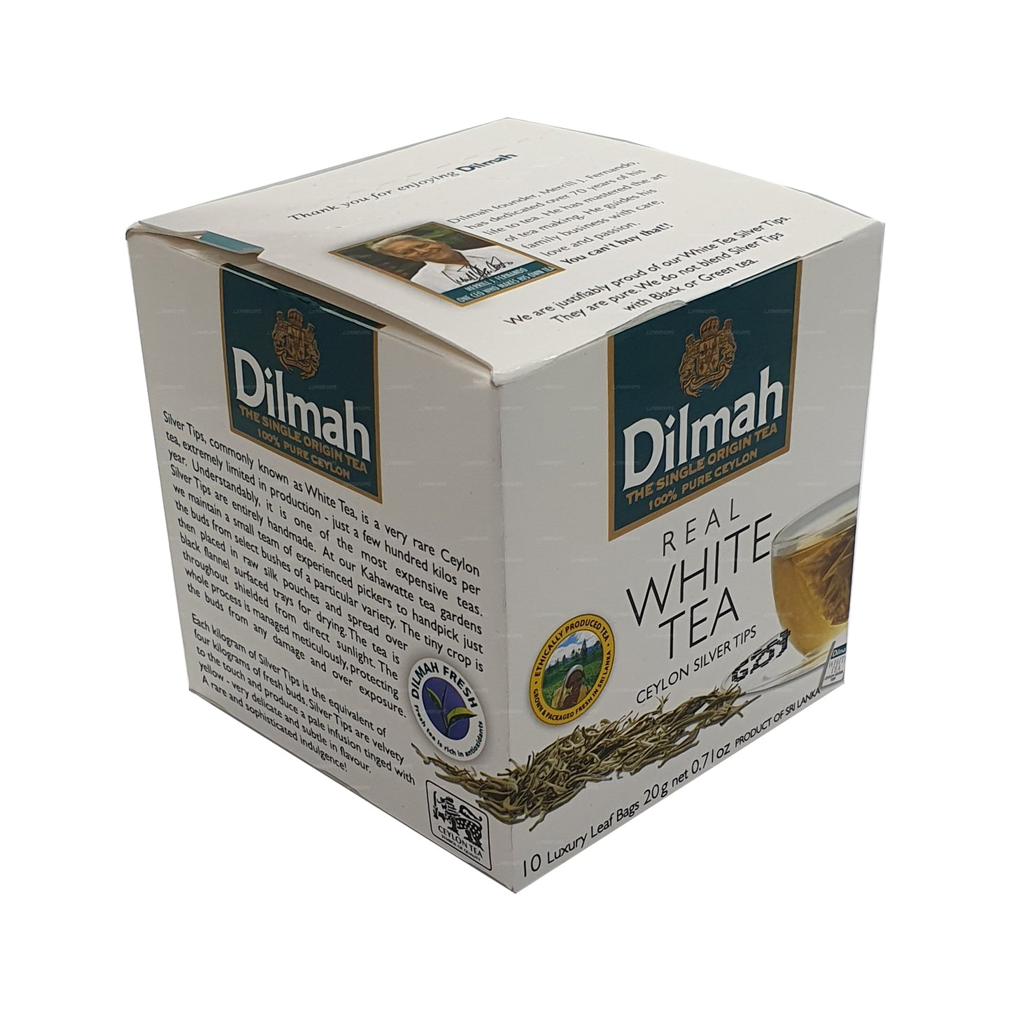 Dilmah Real White Tea Ceylan Silver Tips (20 g) 10 sachets de thé