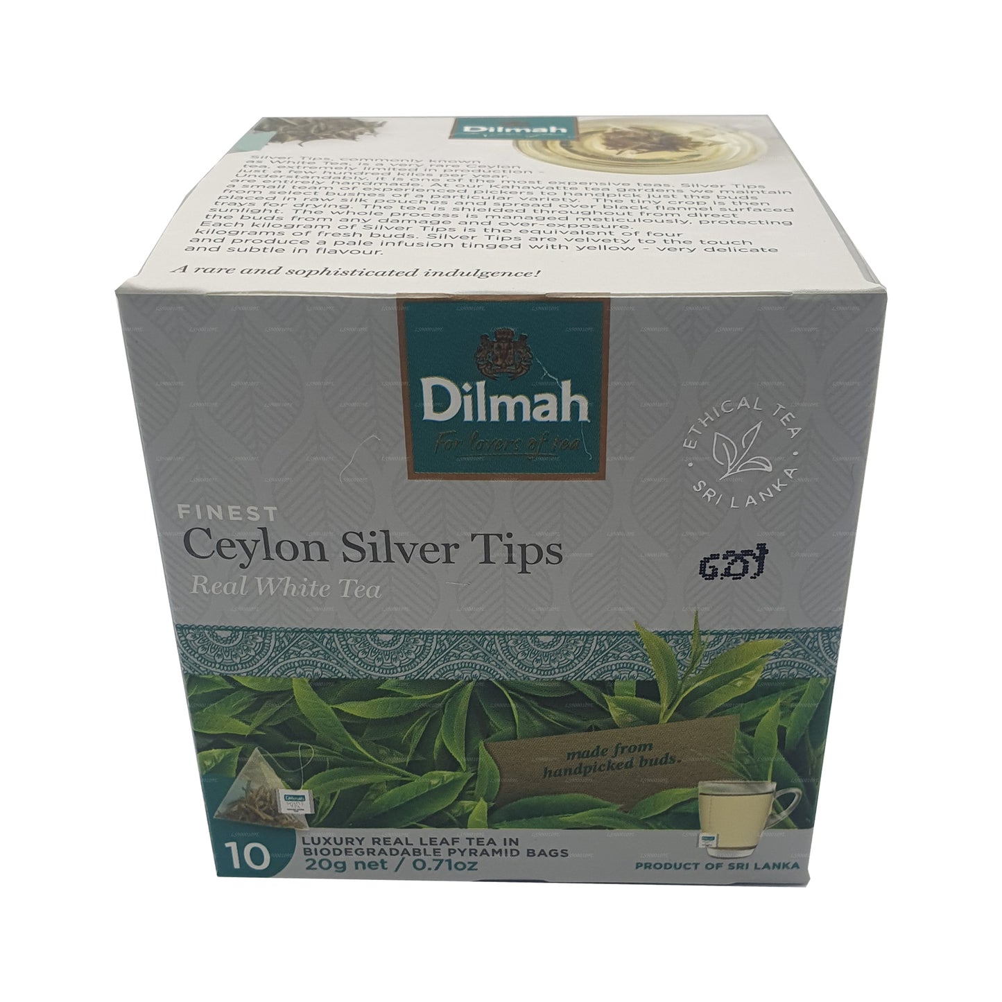 Dilmah Real White Tea Ceylan Silver Tips (20 g) 10 sachets de thé