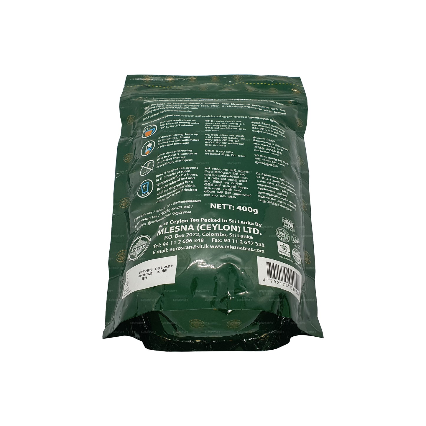 Sachet triple laminé Melesna Tea Rich Brew (400 g)