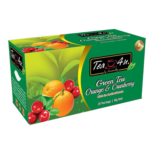 Tea4U Thé vert à l'orange et aux canneberges (50 g) 25 sachets de thé