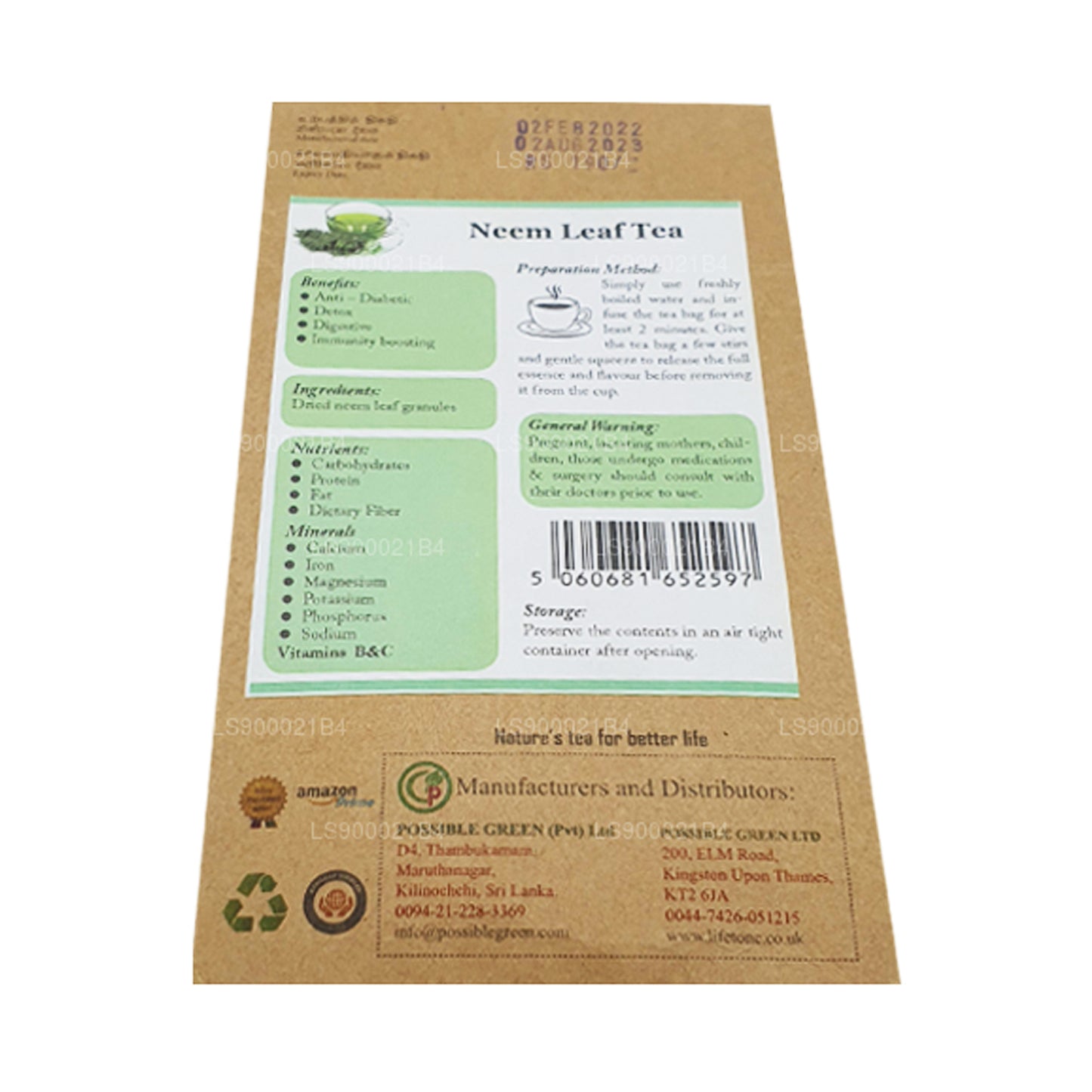 Thé aux feuilles de neem Lifetone (30 g)