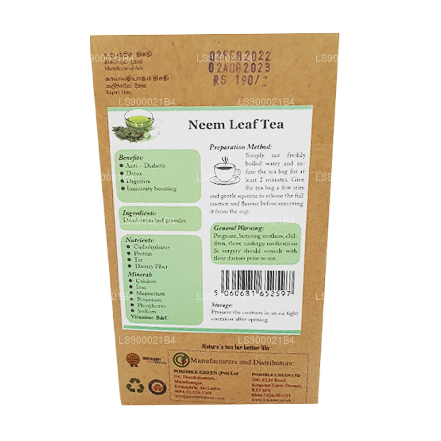 Thé aux feuilles de neem Lifetone (30 g)