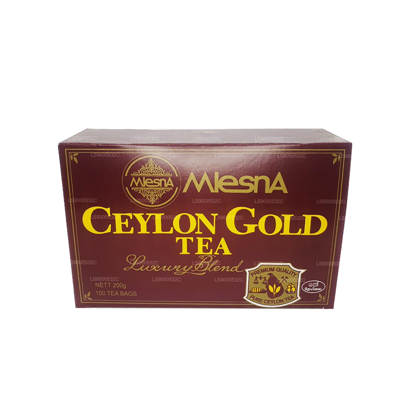 100 sachets de thé Mlesna Tea Ceylon Gold (200 g), ficelle et étiquette