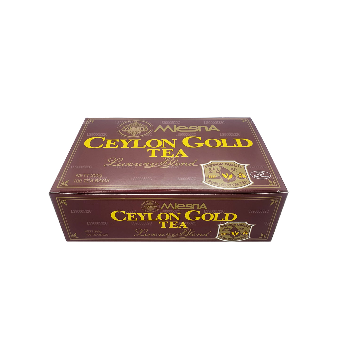 100 sachets de thé Mlesna Tea Ceylon Gold (200 g), ficelle et étiquette