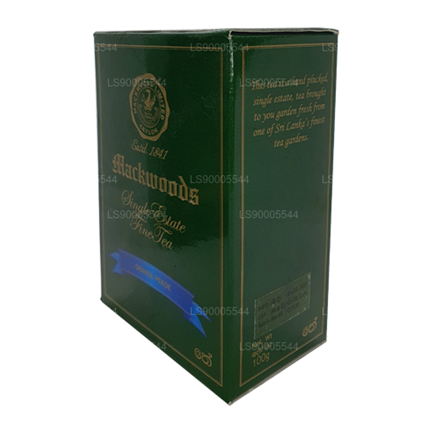 Mackwoods Single Estate, feuille en vrac, orange Pekoe (Op) dans un carton (100 g)