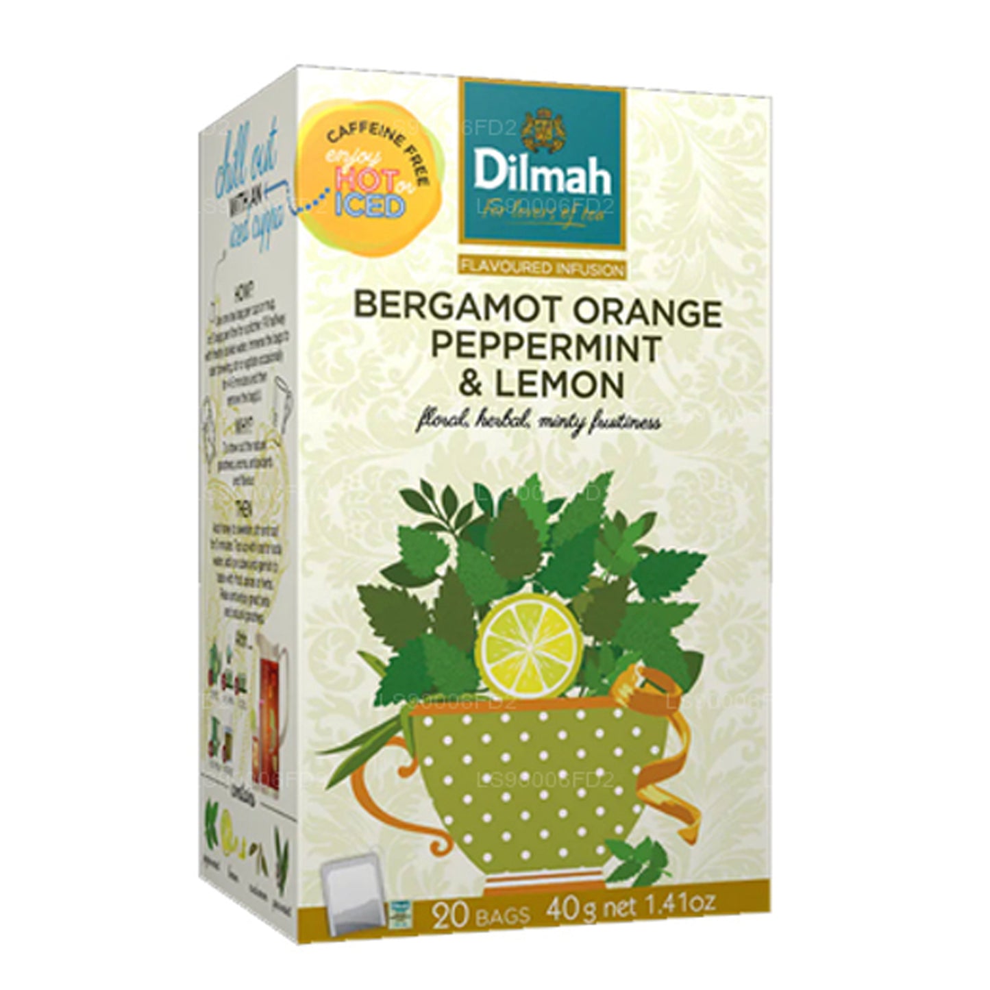 Infusion naturelle Dilmah à la bergamote, à l'orange, à la menthe poivrée et au citron (20 sachets de thé)