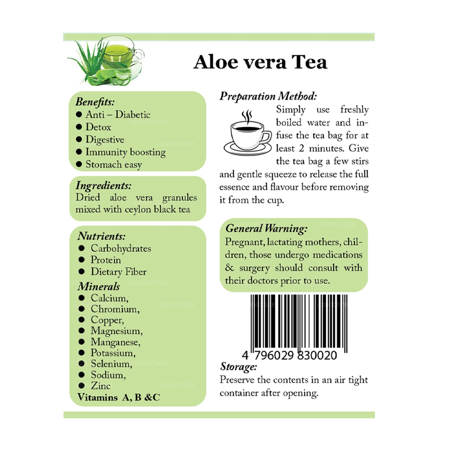 Thé à l'aloe vera Lifetone (40 g)