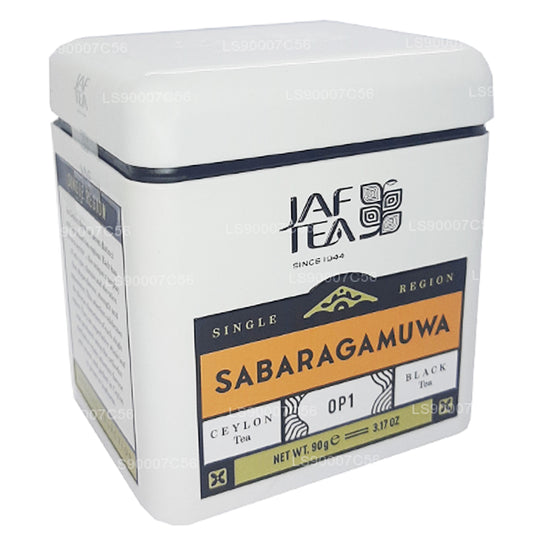 Boîte Sabaragamuwa OP1 (90 g) de la collection Jaf Tea Single Region