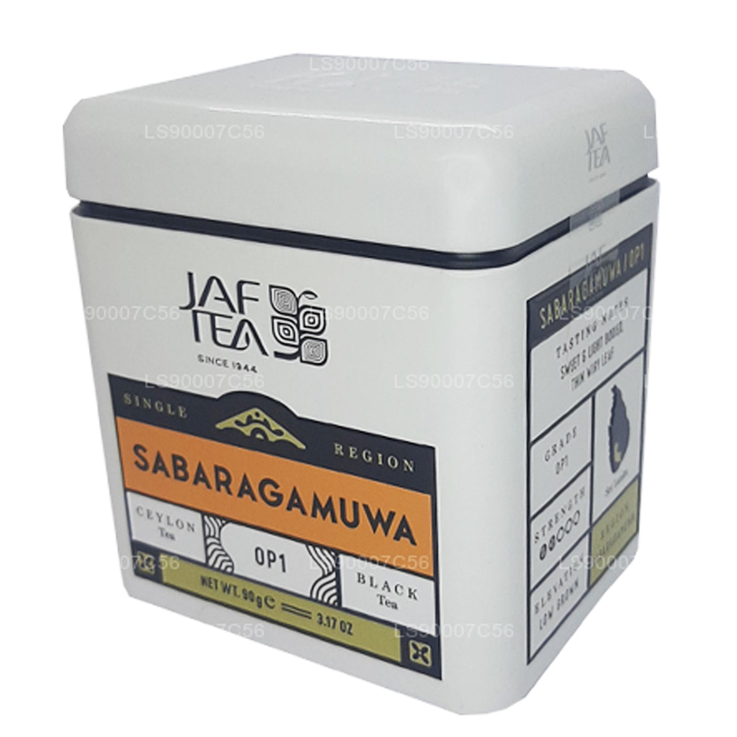 Boîte Sabaragamuwa OP1 (90 g) de la collection Jaf Tea Single Region