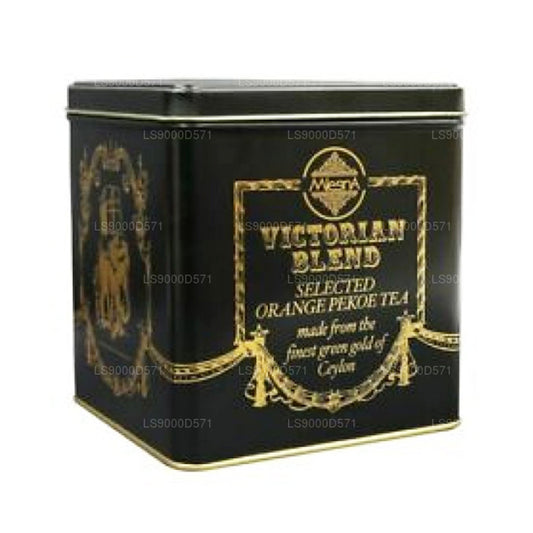 Boîte à thé Mlesna Victorian Blend OP Leaf Tea en métal noir