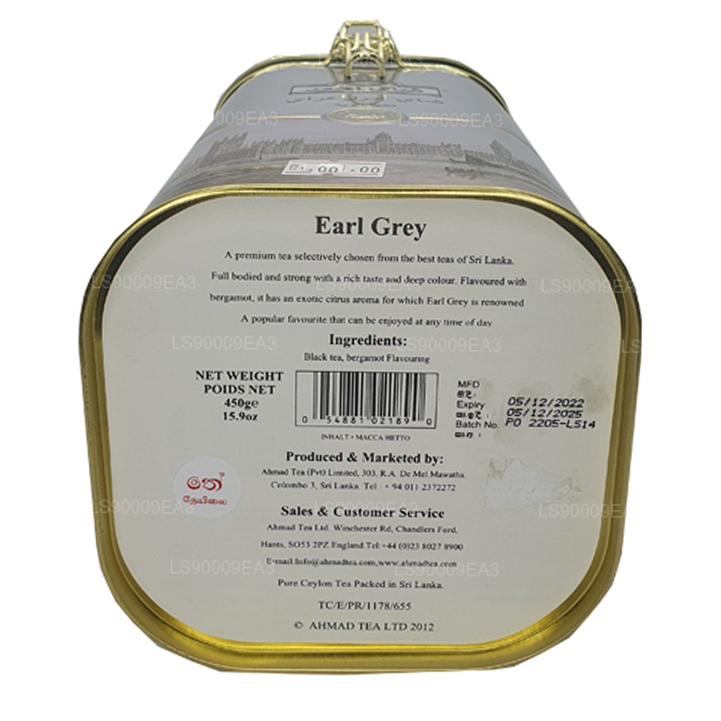 Thé noir Ahamad Earl Grey au goût de bergamote (450g)