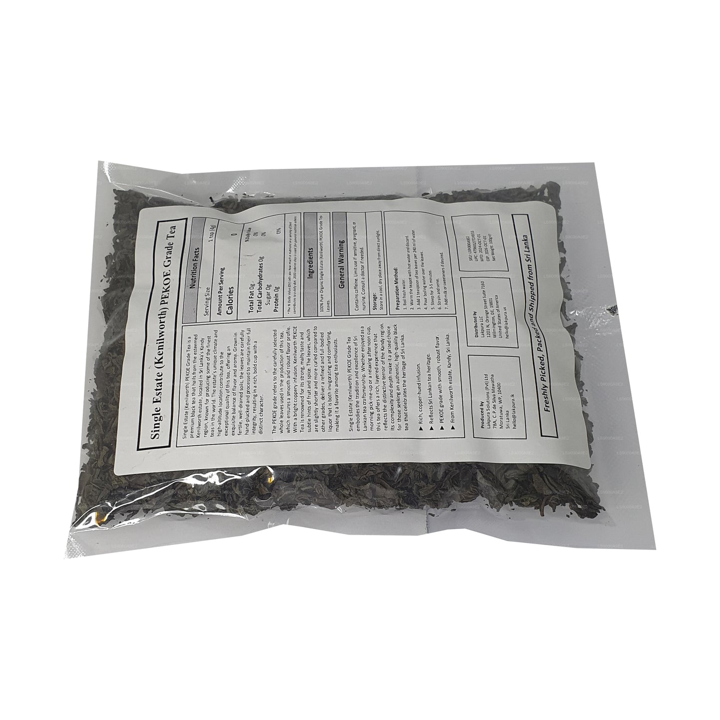 Thé noir de Ceylan Lakpura Single Estate (Kenilworth) PEKOE Grade (100 g)