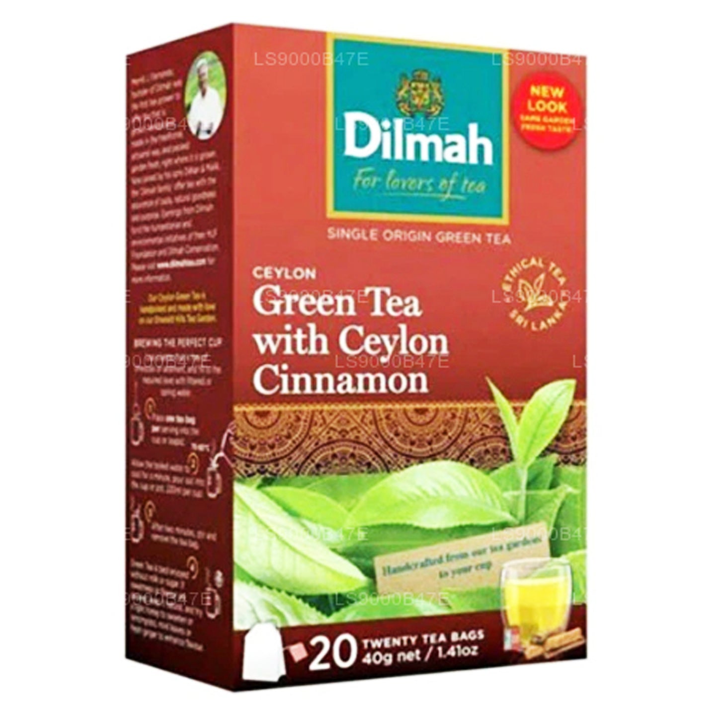 Thé vert de Ceylan Dilmah à la cannelle de Ceylan (40g) 20 sachets de thé