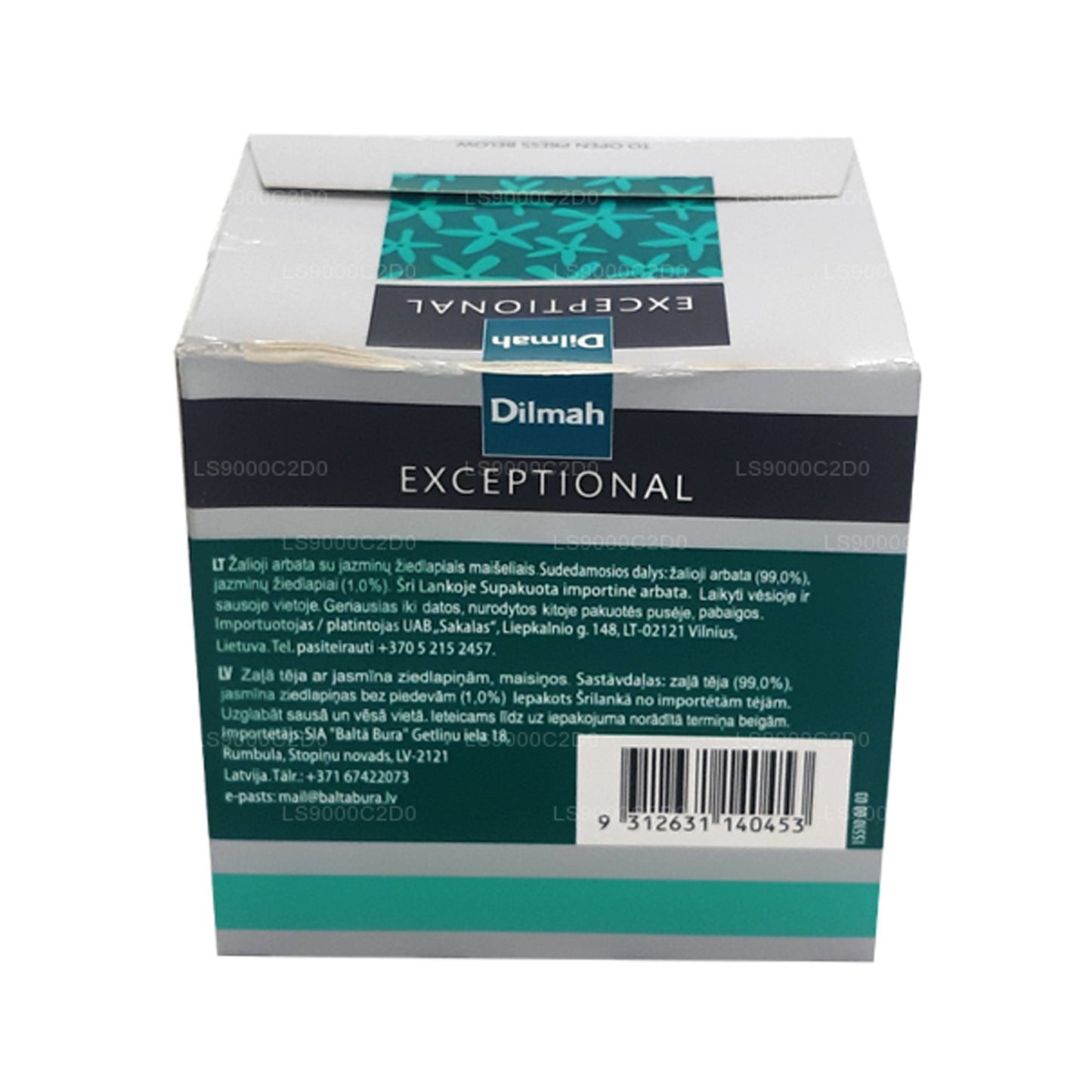 Thé Dilmah Exceptional parfumé au jasmin et à la vraie feuille verte (40 g) 20 sachets de thé