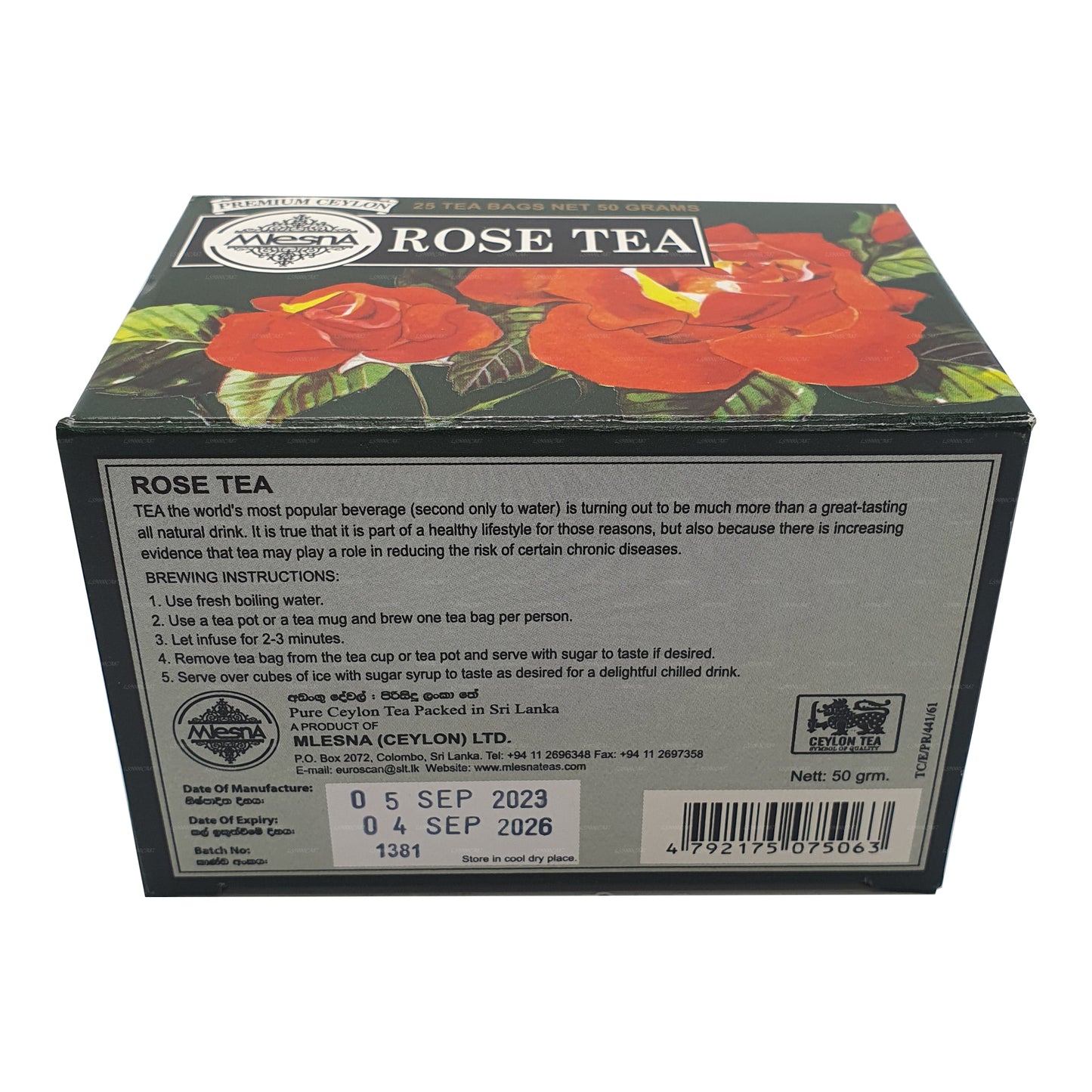 Thé à la rose Mlesna (50 g) 25 sachets de thé