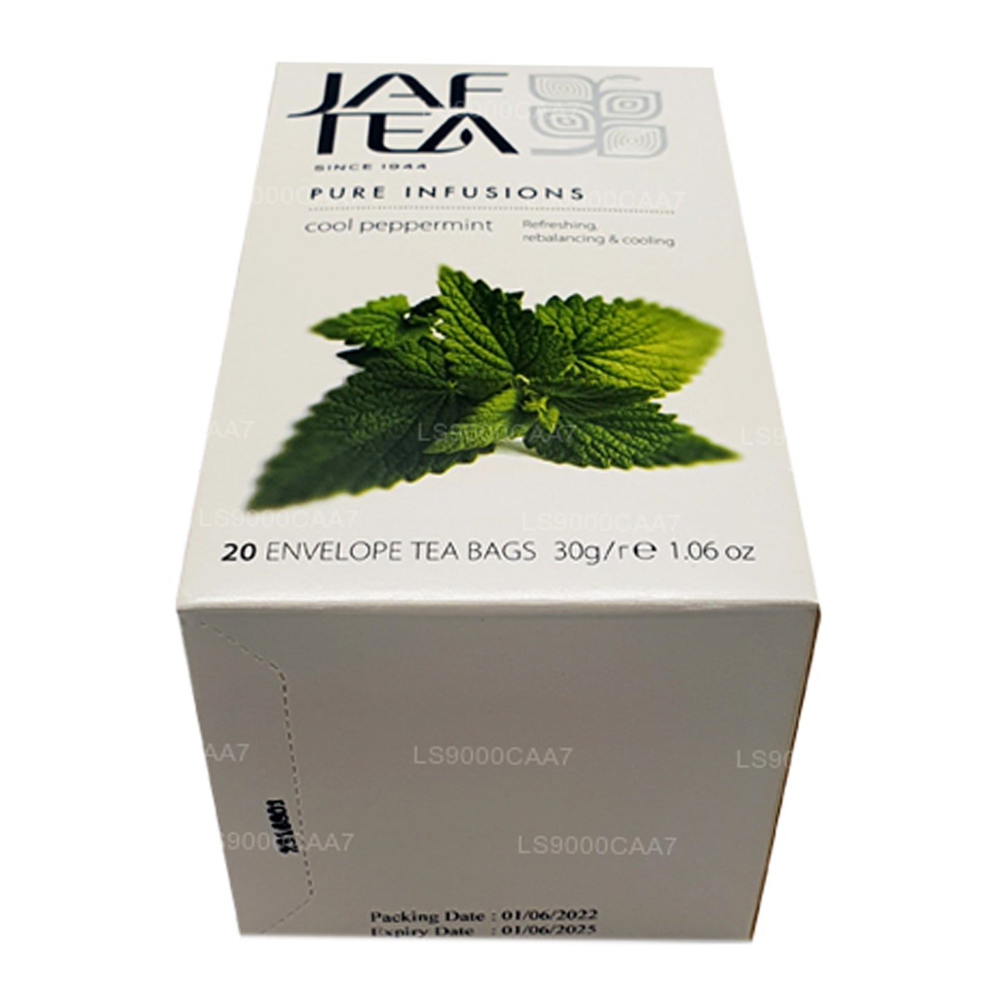 Sachets de thé en papillote à la menthe poivrée Jaf Tea Pure Infusions Collection (30 g)