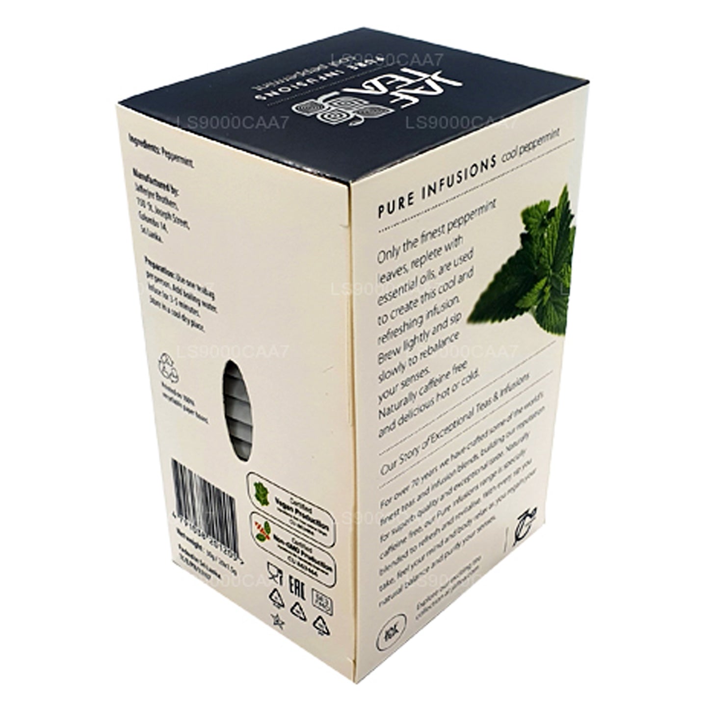 Sachets de thé en papillote à la menthe poivrée Jaf Tea Pure Infusions Collection (30 g)