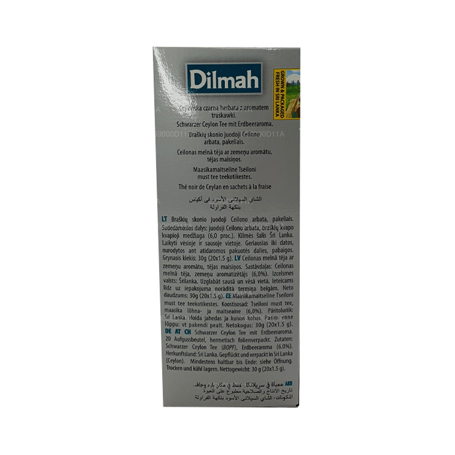 Thé noir de Ceylan aromatisé à la fraise Dilmah (30 g) 20 sachets de thé