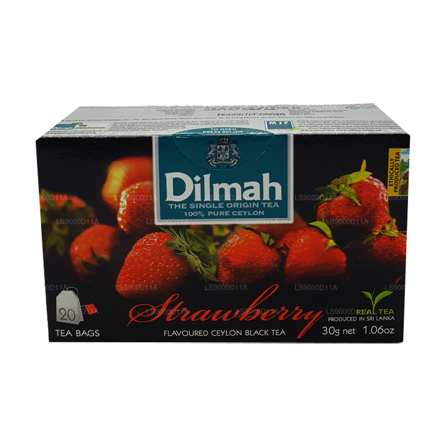 Thé noir de Ceylan aromatisé à la fraise Dilmah (30 g) 20 sachets de thé