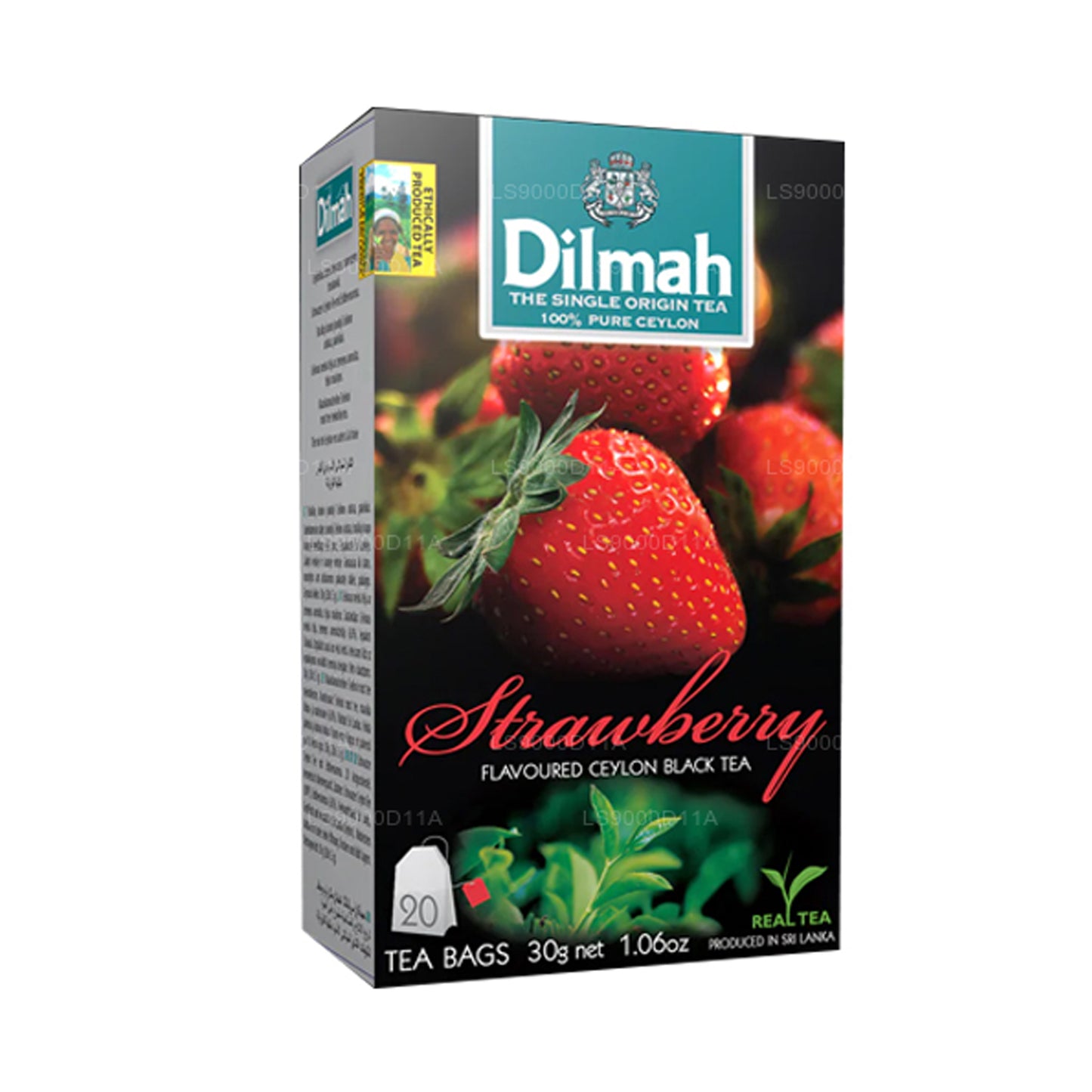 Thé noir de Ceylan aromatisé à la fraise Dilmah (30 g) 20 sachets de thé