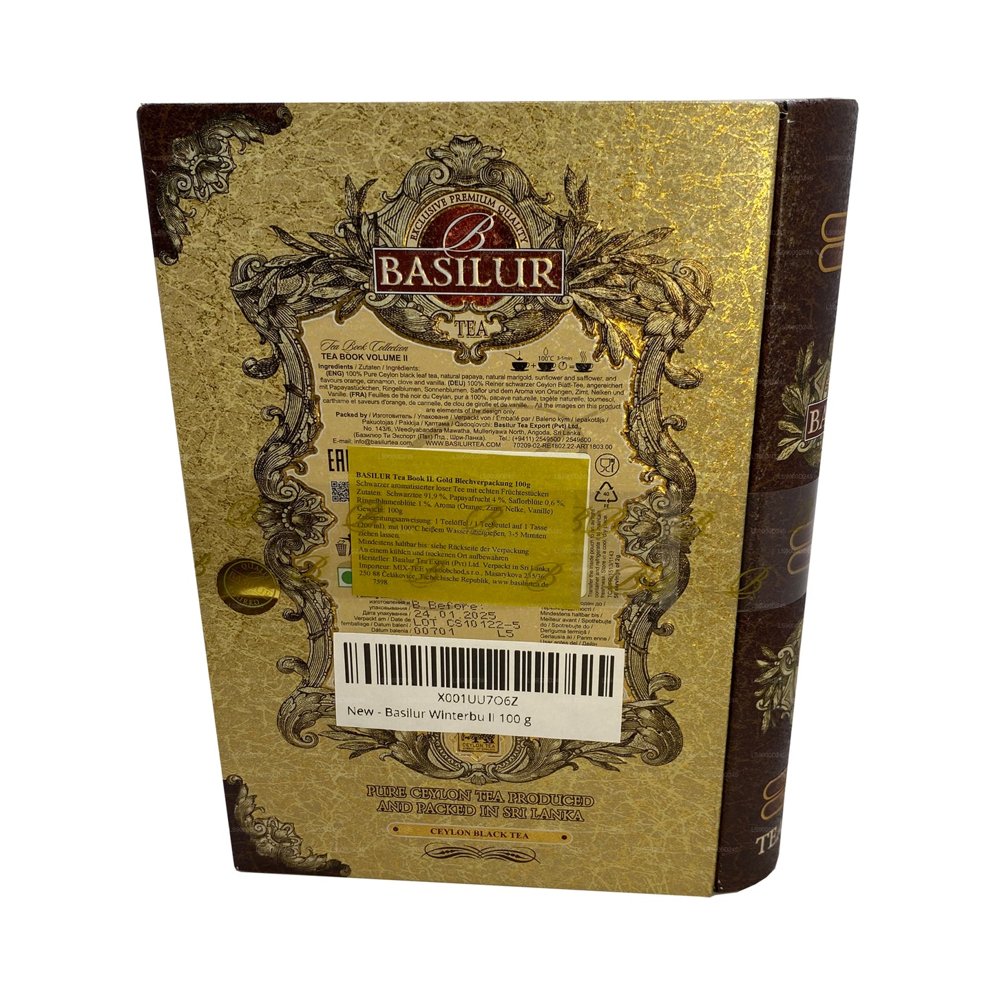 Cahier à thé Basilur « Tea Book Volume II - Doré » (100 g) Caddy
