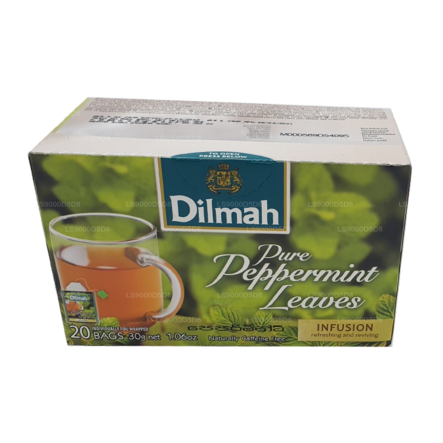 Feuilles de menthe poivrée Dilmah Pure (30 g) 20 sachets de thé