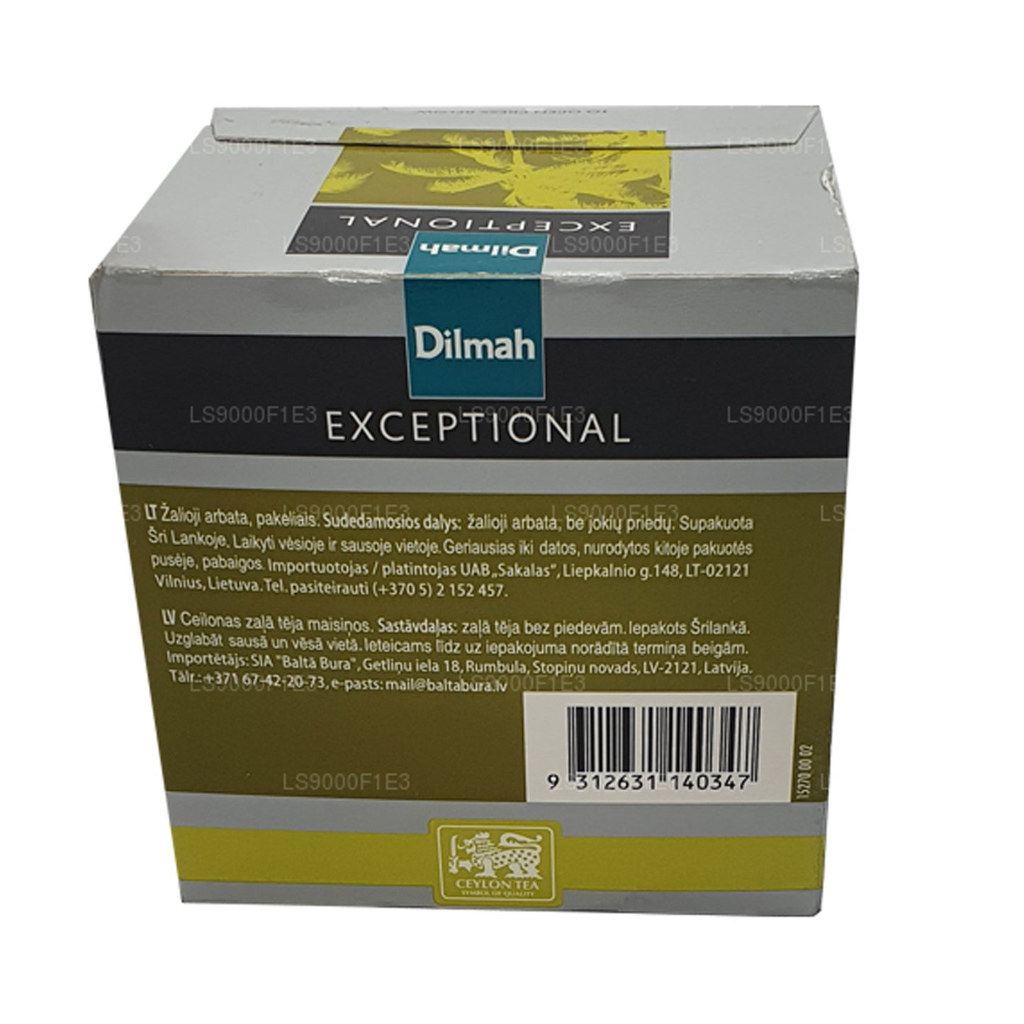 Thé vert de Ceylan Dilmah Exceptional (40 g) 20 sachets de thé