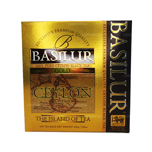 Thé noir de Ceylan de qualité supérieure exclusif Basilur Island of Gold (200 g) 100 sachets de thé