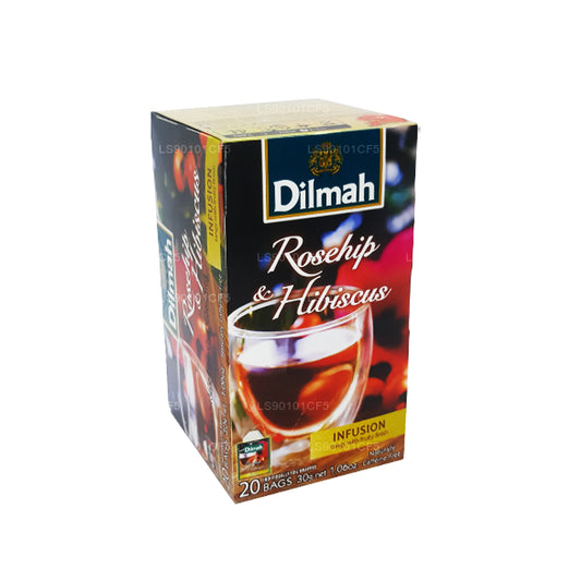 Thé noir aromatisé à la rose musquée et à l'hibiscus Dilmah (30g)