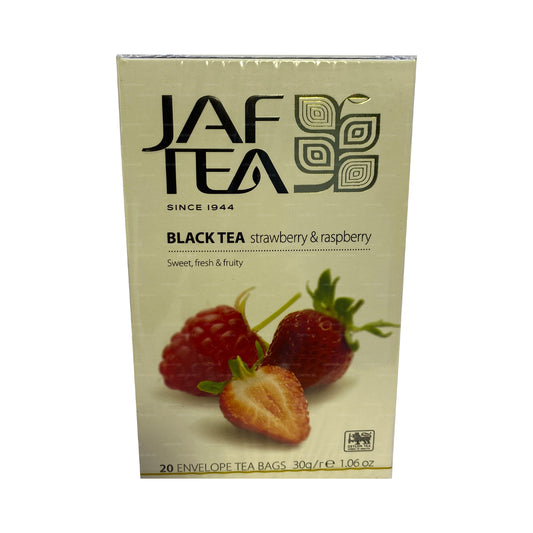 Jaf Tea Pure Fruits Collection Thé noir à la fraise et à la framboise (30 g) 20 sachets de thé