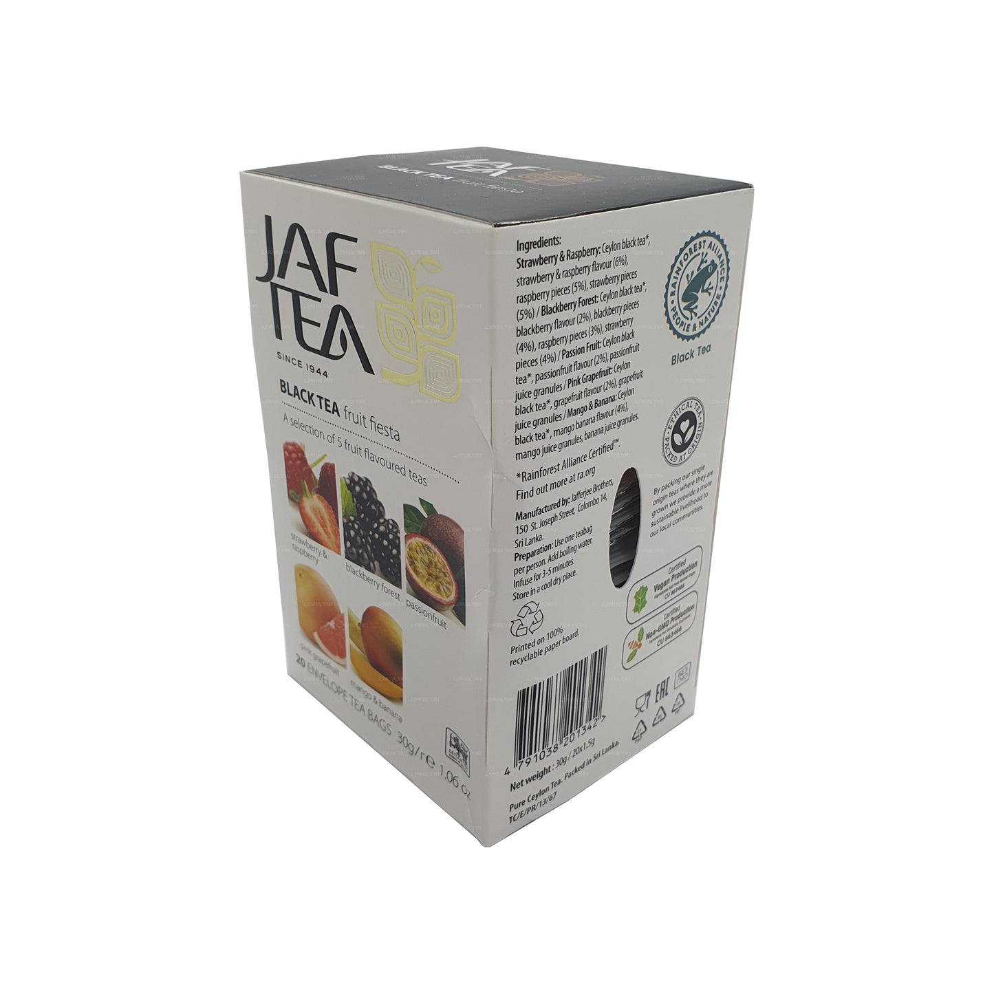 Jaf Tea Pure Fruits Collection Thé noir Fruit Fiesta (30g) 20 sachets de thé