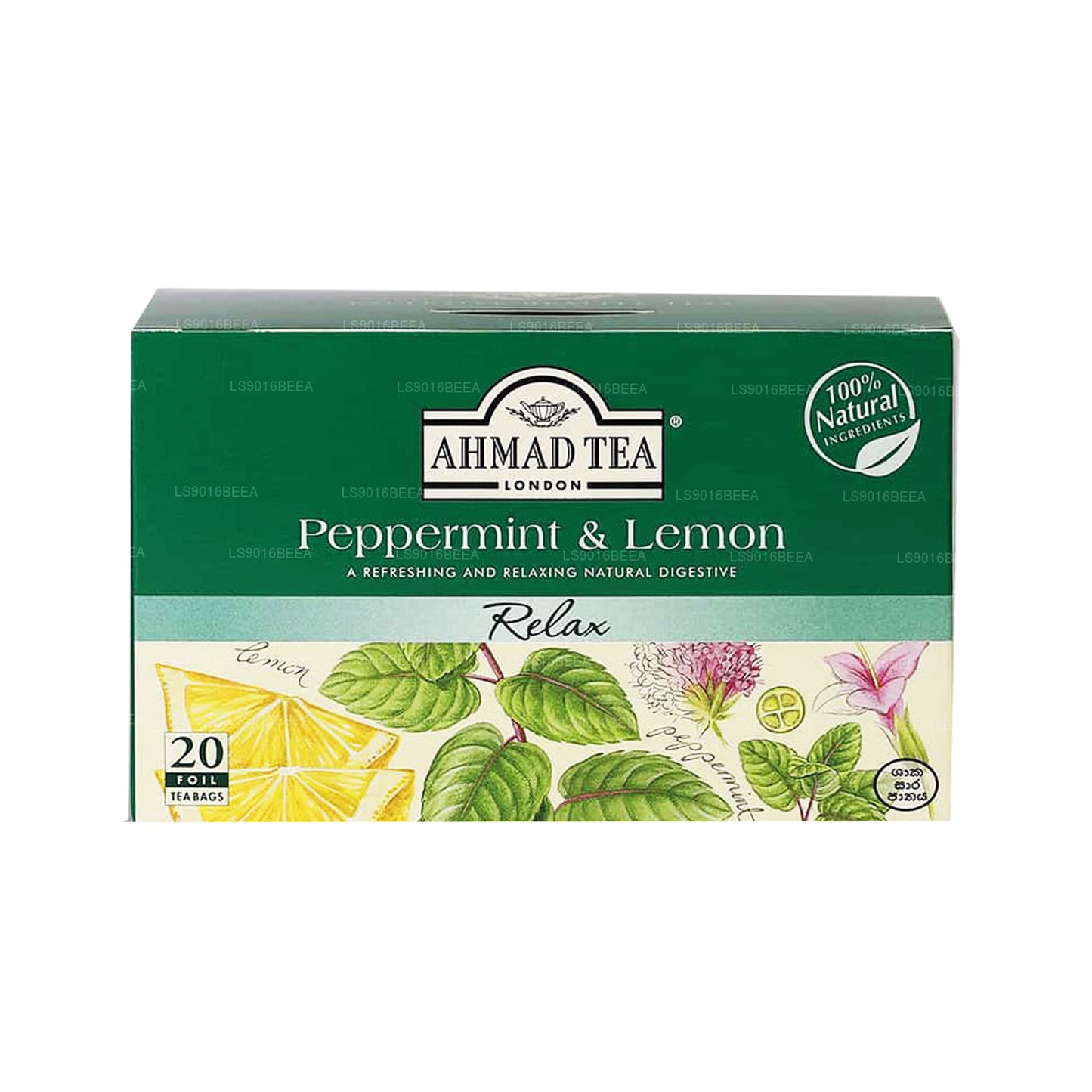 Thé Ahmad Tea à la menthe poivrée et au citron (40 g) 20 sachets de thé en aluminium