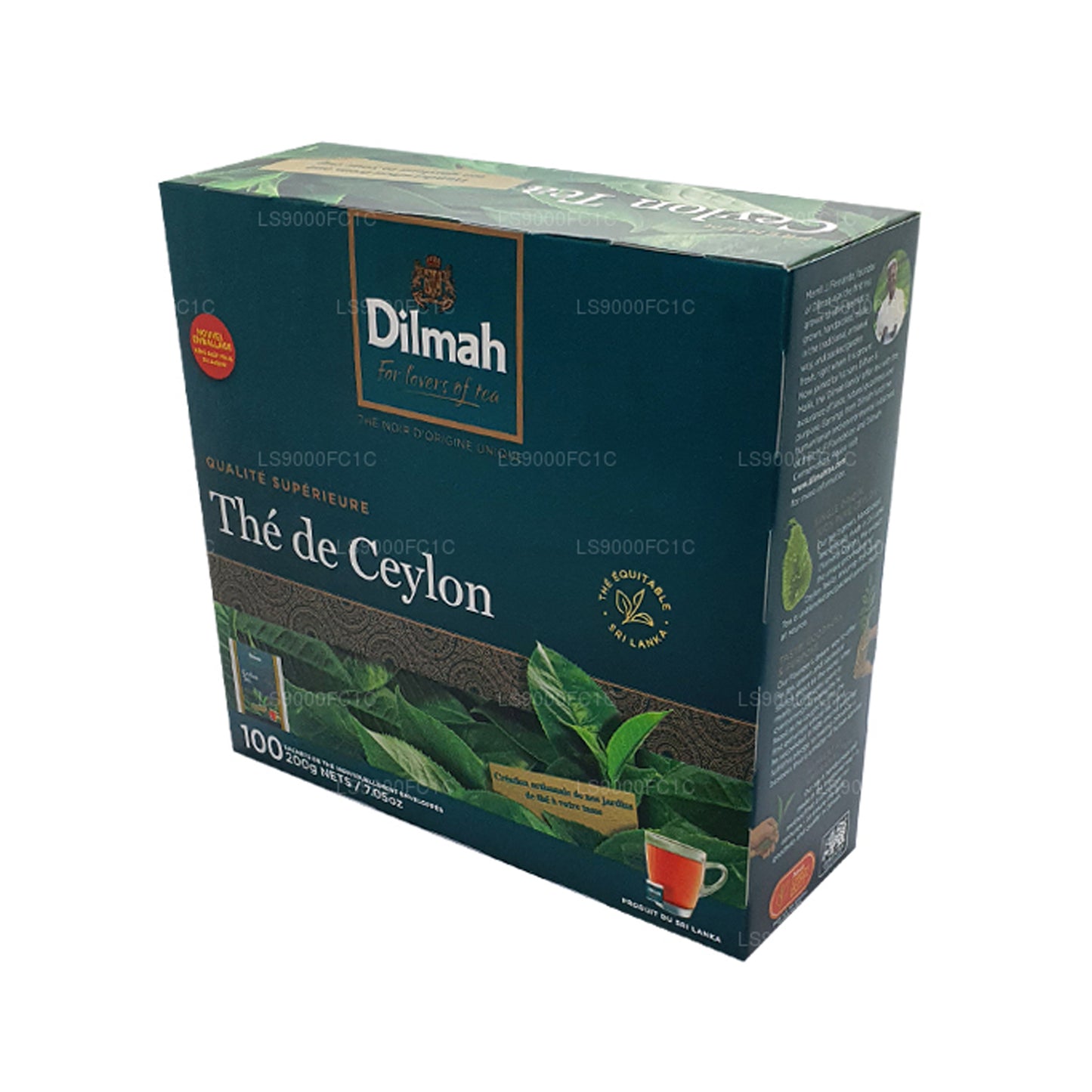 Thé de Ceylan Dilmah Premium, emballé individuellement, 100 sachets de thé (200 g)