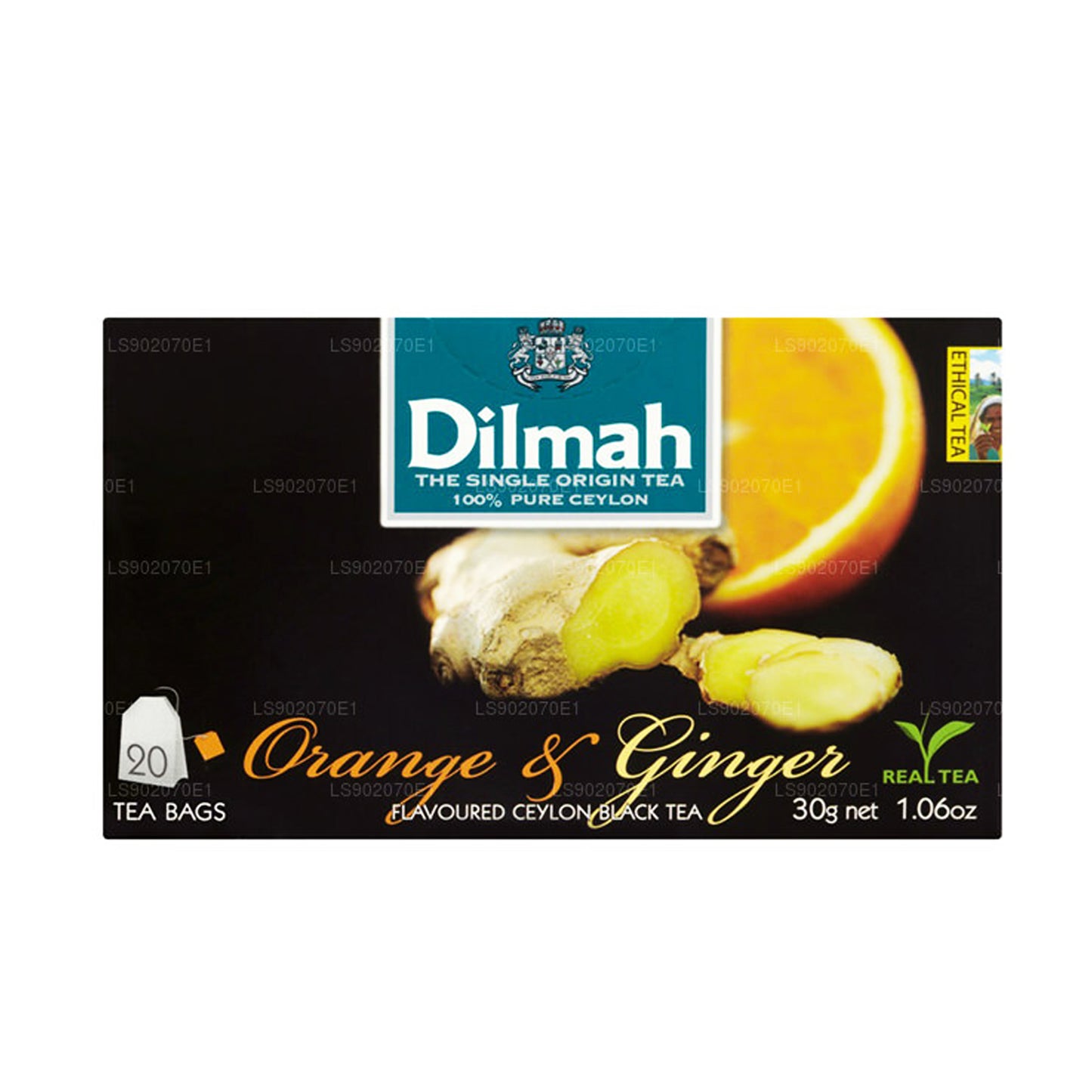 Thé aromatisé à l'orange et au gingembre Dilmah (30g) 20 sachets