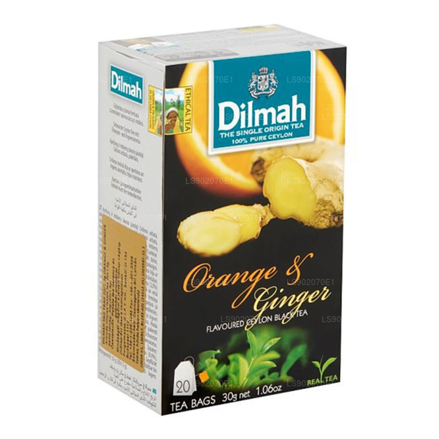 Thé aromatisé à l'orange et au gingembre Dilmah (30g) 20 sachets