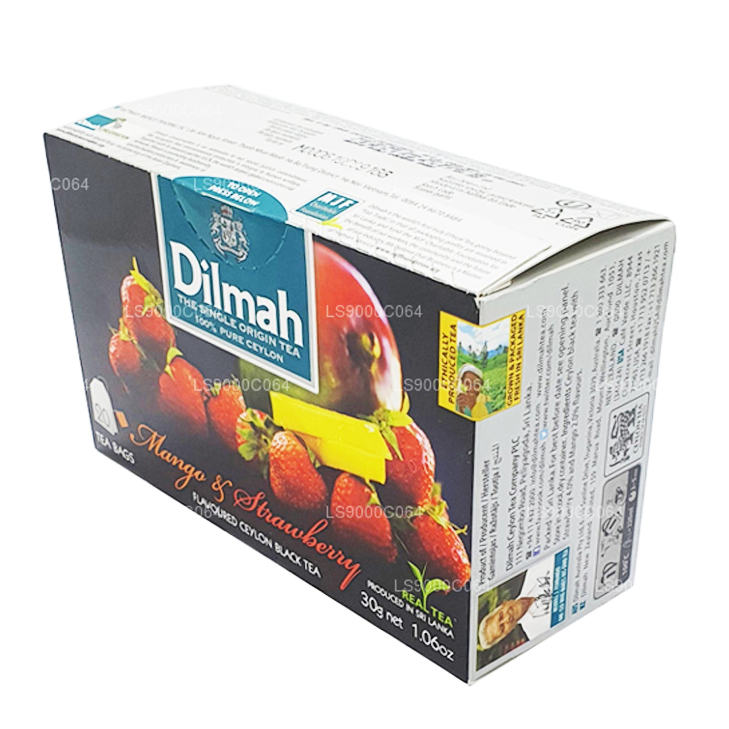 Thé aromatisé à la mangue et à la fraise Dilmah (30g) 20 sachets
