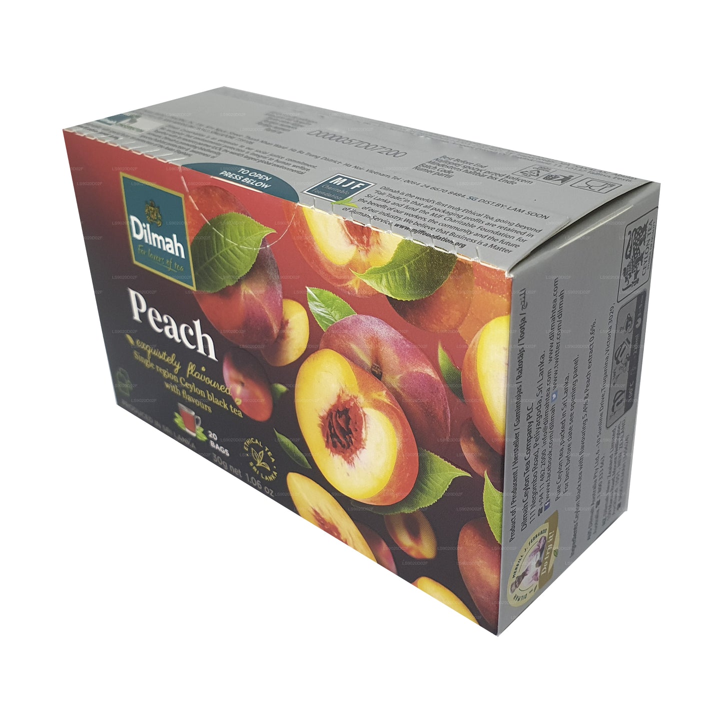 Thé noir de Ceylan aromatisé à la pêche Dilmah (30g) 20 sachets