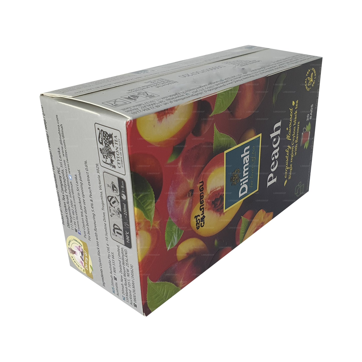 Thé noir de Ceylan aromatisé à la pêche Dilmah (30g) 20 sachets