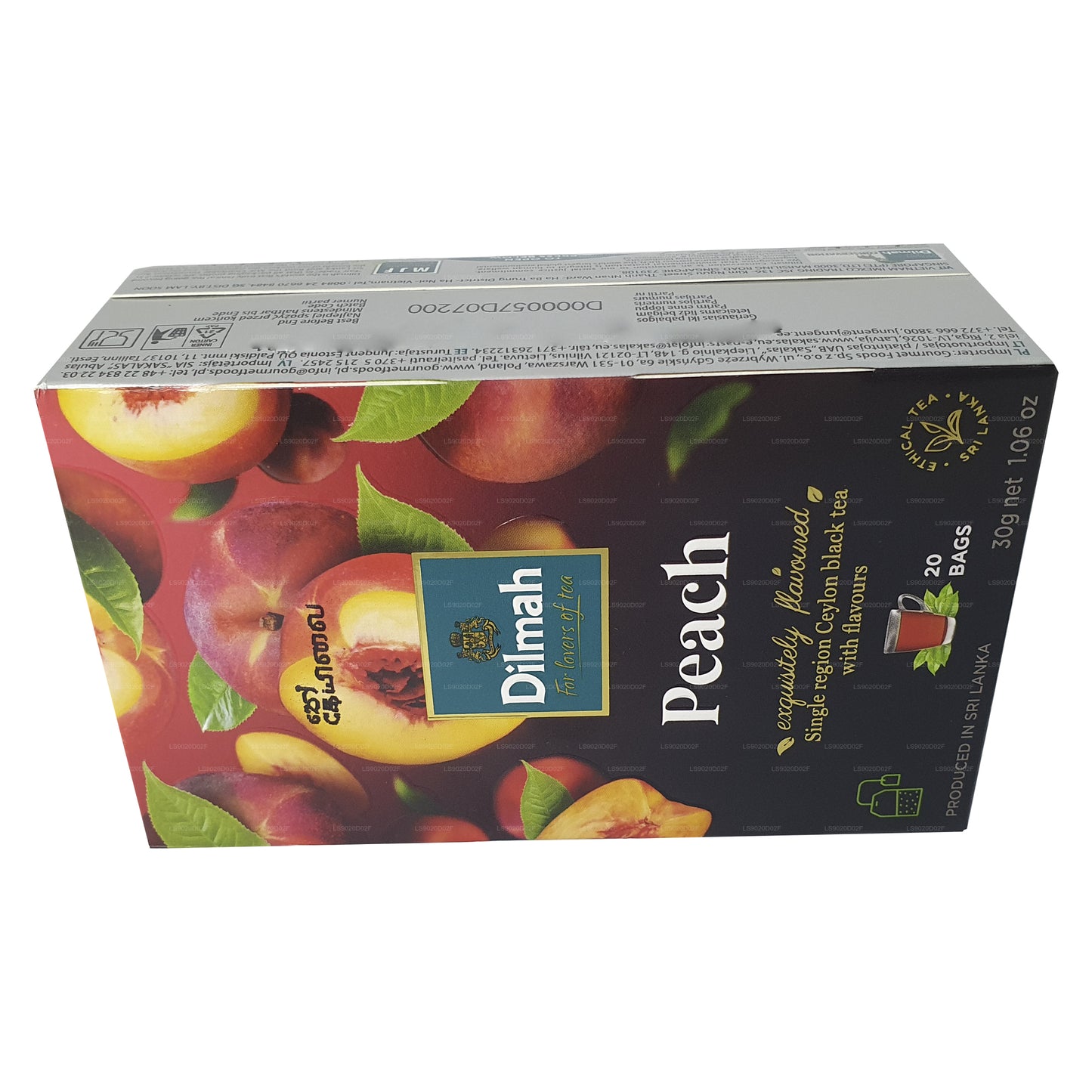 Thé noir de Ceylan aromatisé à la pêche Dilmah (30g) 20 sachets