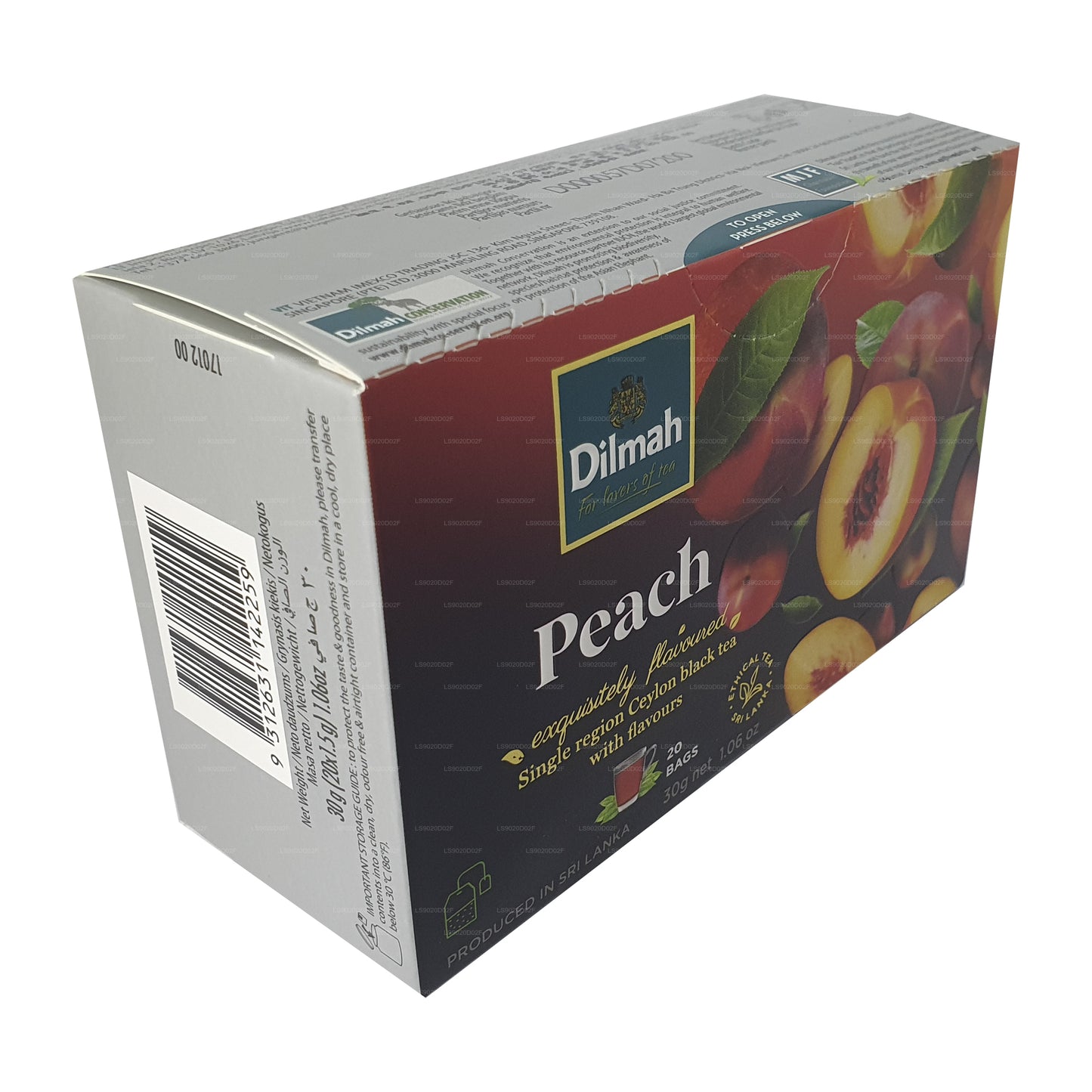 Thé noir de Ceylan aromatisé à la pêche Dilmah (30g) 20 sachets