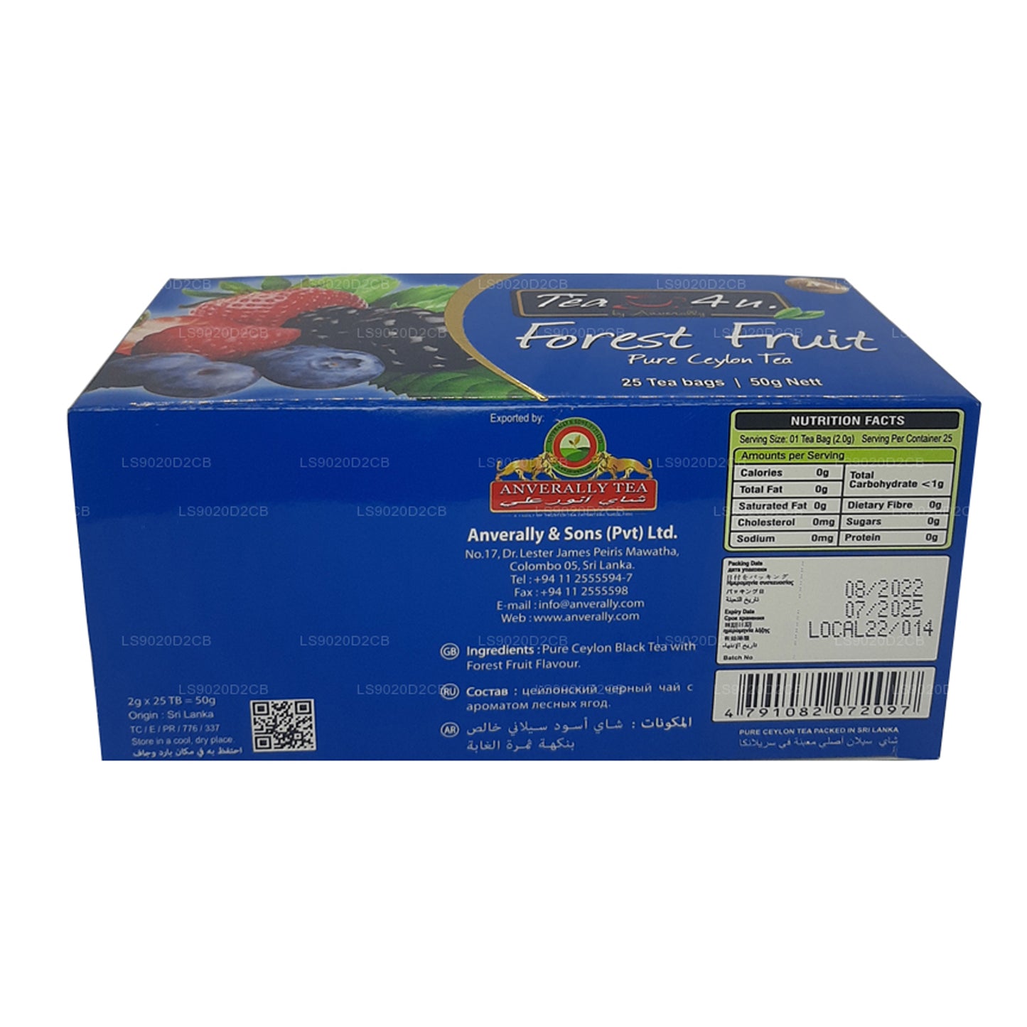 Thé aux fruits de la forêt Tea4U (50 g) 25 sachets de thé