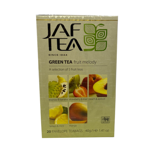 Jaf Tea Pure Green Collection Thé vert Fruit Melody (40g) 20 sachets de thé