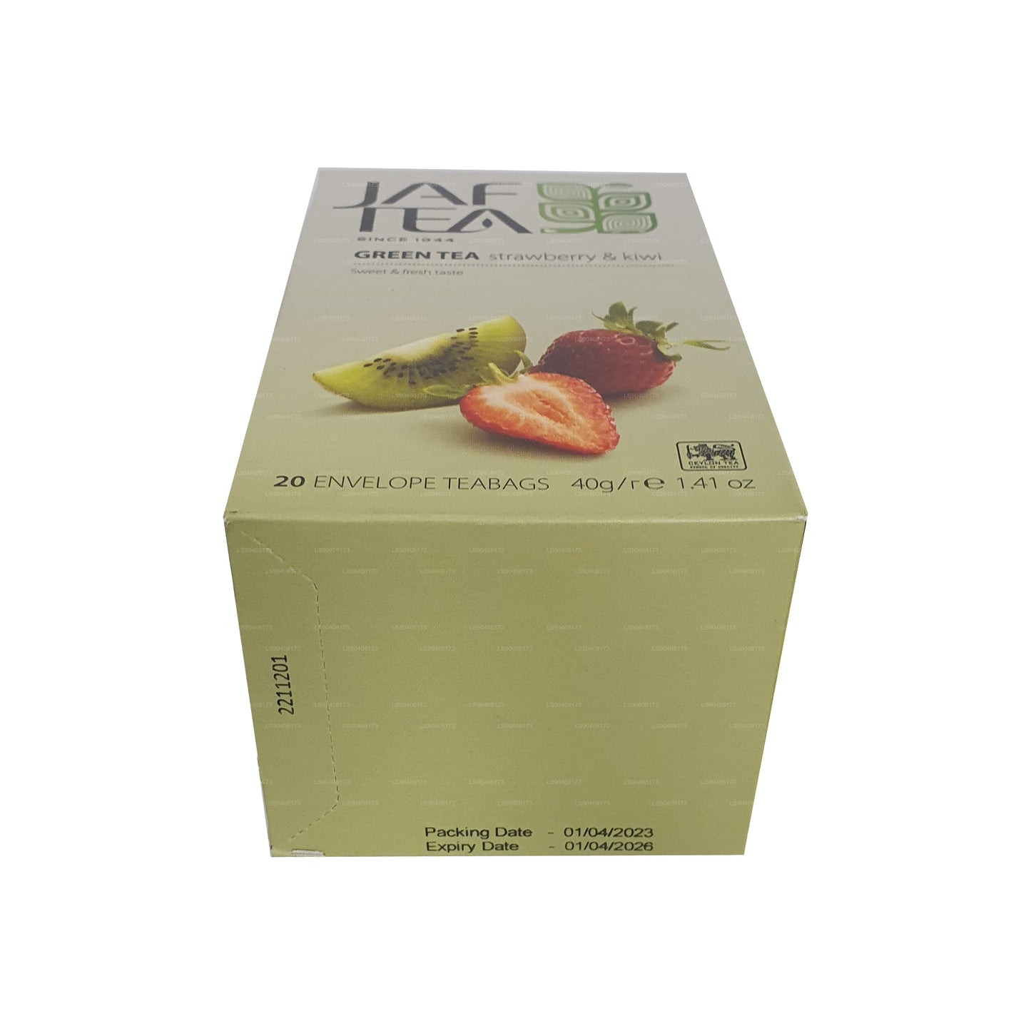 Jaf Tea Pure Green Collection Thé vert à la fraise et au kiwi (40g) 20 sachets de thé