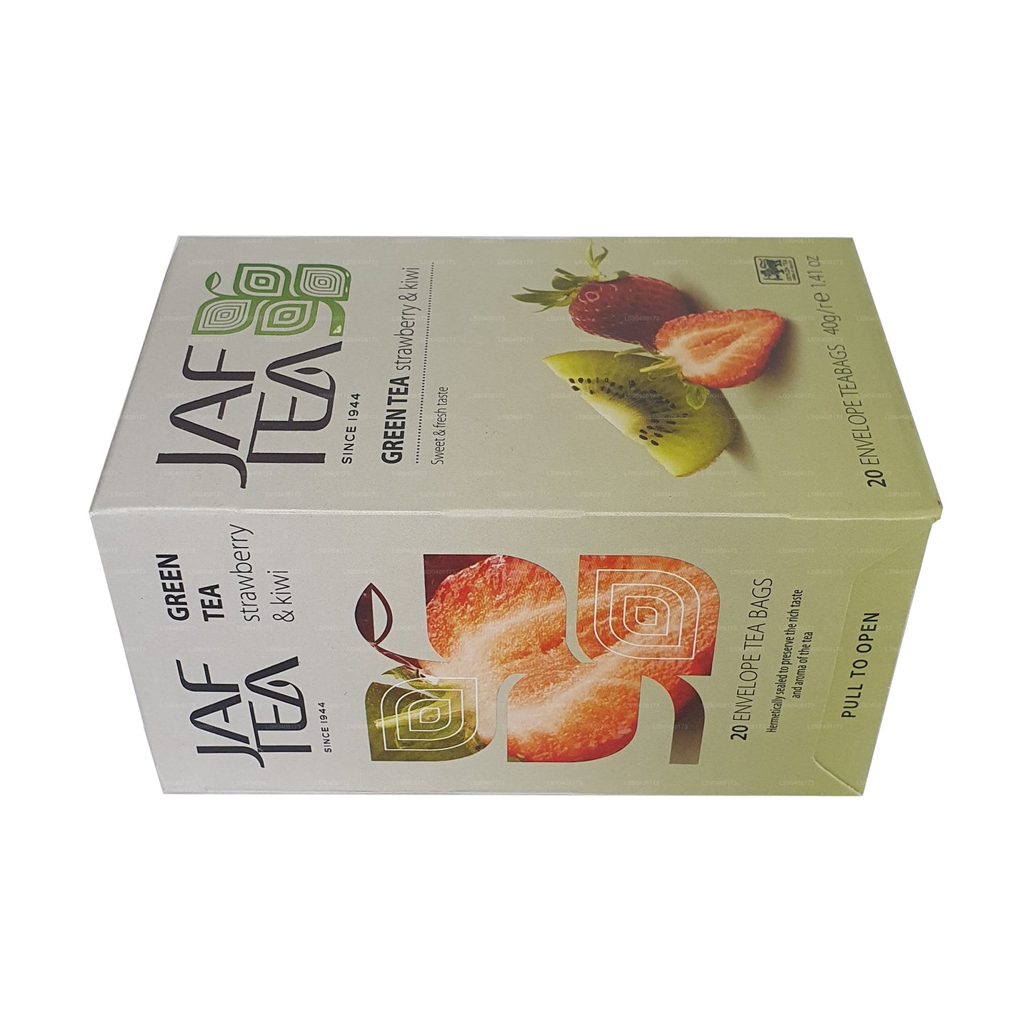 Jaf Tea Pure Green Collection Thé vert à la fraise et au kiwi (40g) 20 sachets de thé