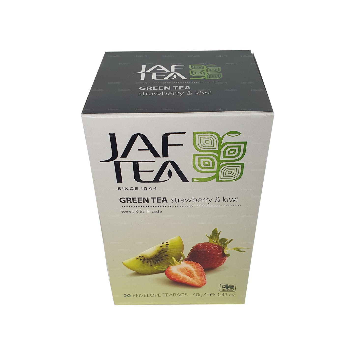 Jaf Tea Pure Green Collection Thé vert à la fraise et au kiwi (40g) 20 sachets de thé