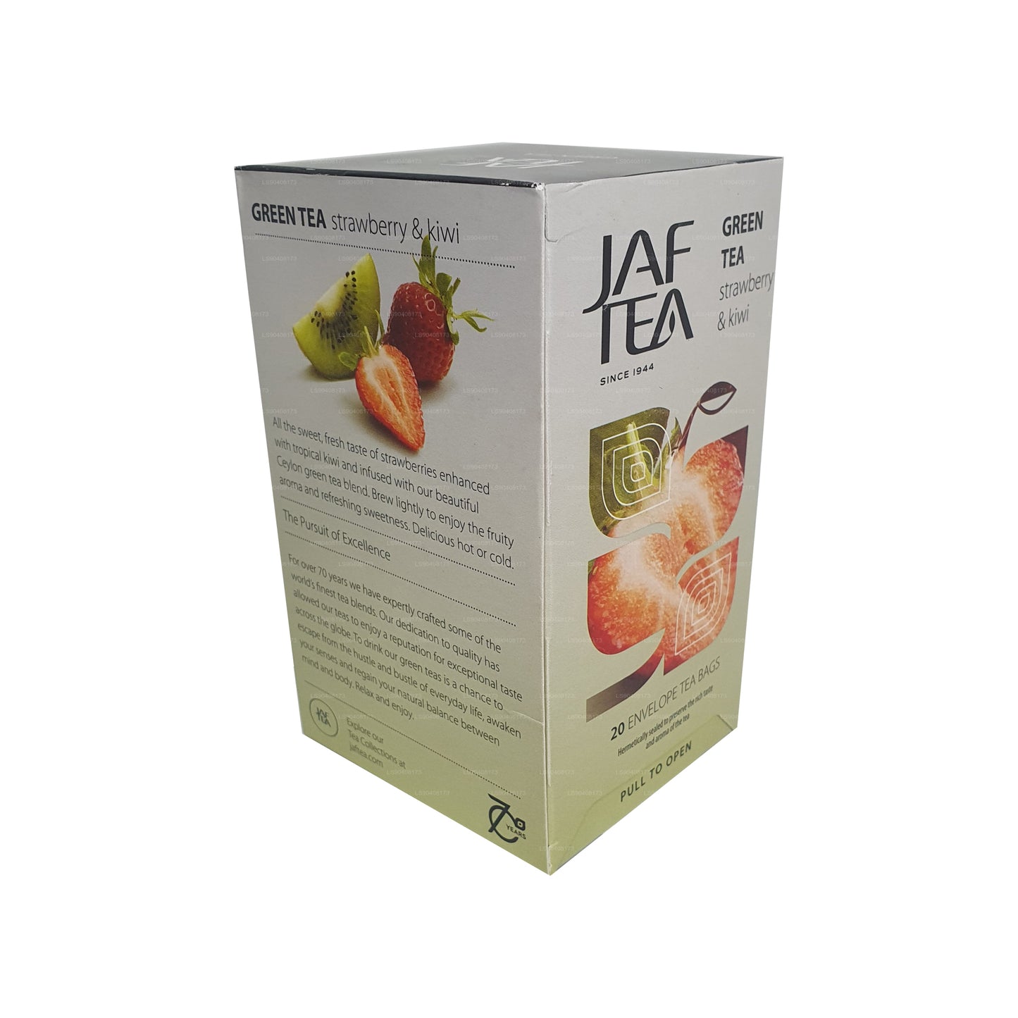 Jaf Tea Pure Green Collection Thé vert à la fraise et au kiwi (40g) 20 sachets de thé